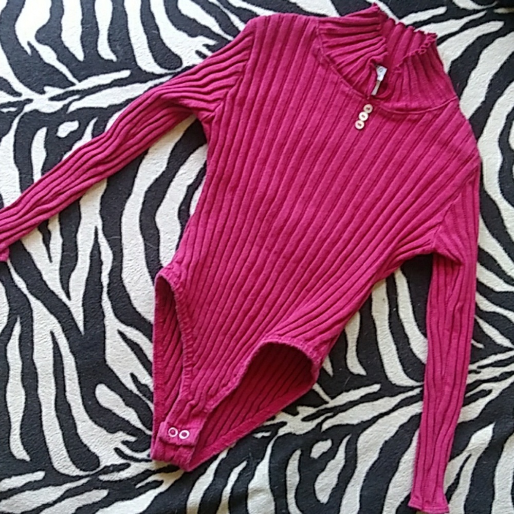 Red Ribbed Bodysuit